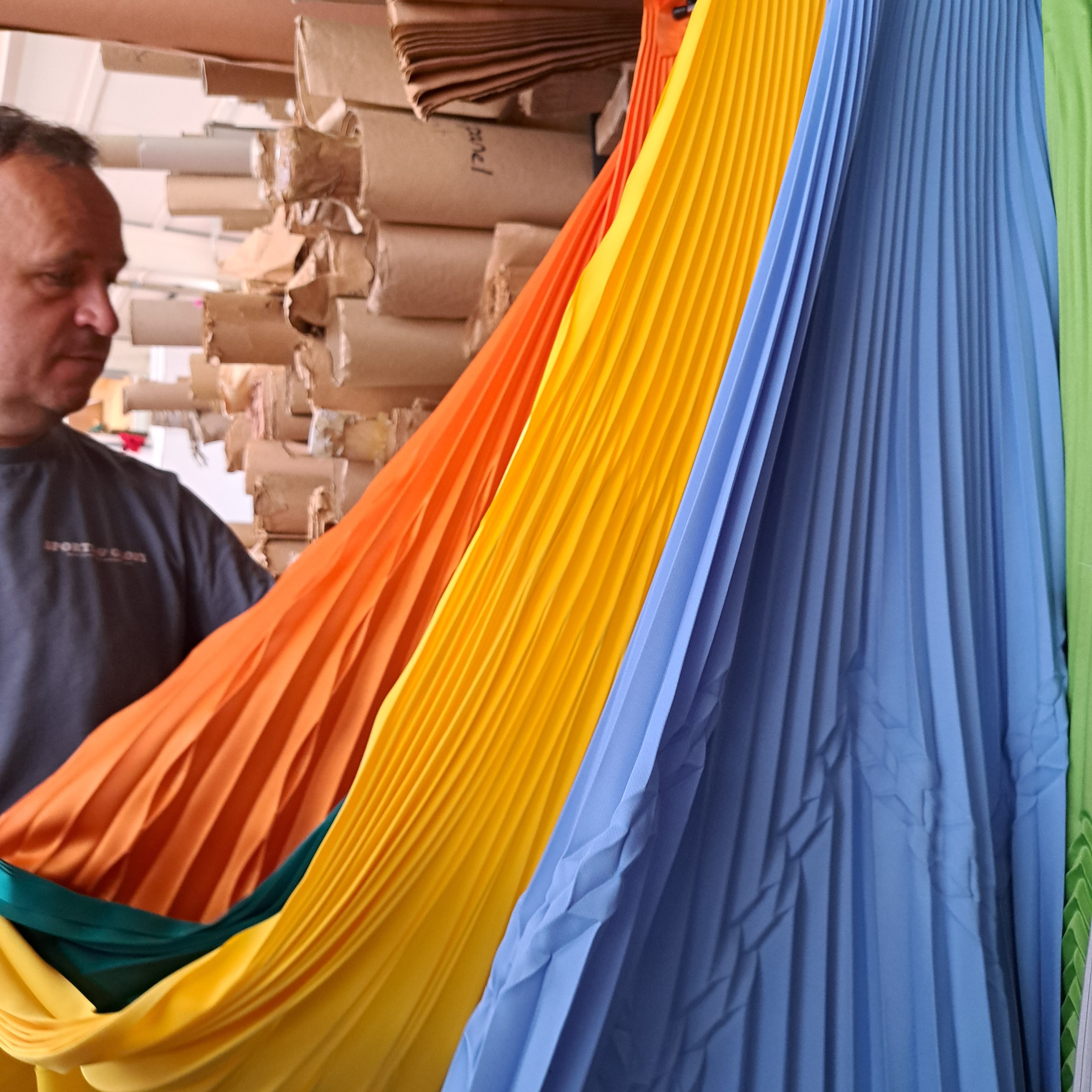 Variation of pleated fabrics.